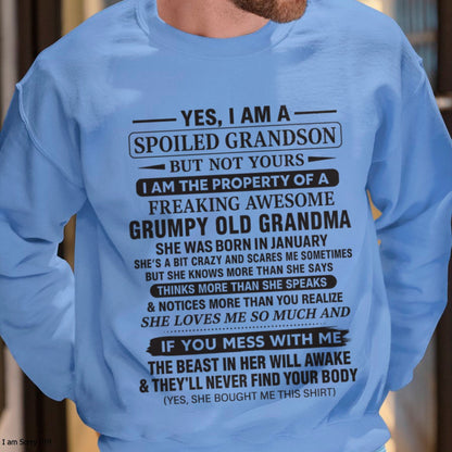 Yes I’m A Stubborn Grandson T-Shirt – Birthday Gift From February Grandma / Woman - NINA02 (SKU10-171-02)