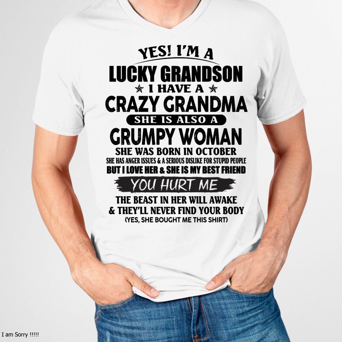 OCTOBER - LUCKY GRANDSON OF CRAZY GRANDMA -  PERFECT GIFT FROM GRANDMA - NINA10 (SKU12-113-10)