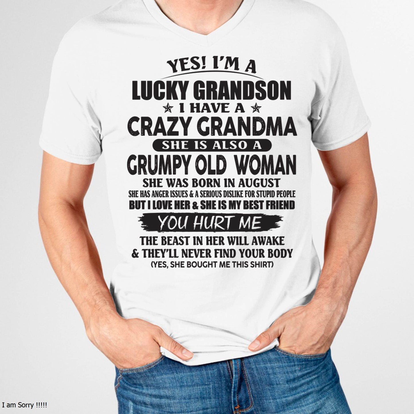 AUGUST - LUCKY GRANDSON OF CRAZY GRANDMA -  FROM GRANDMA - NINA08 (SKU10-173-08)