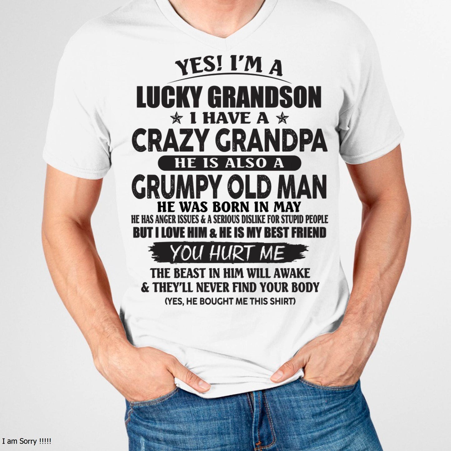 MAY - LUCKY GRANDSON OF CRAZY GRANDPA -  PERFECT GIFT FROM GRANDPA - NINA05 (SKU12-145-05)