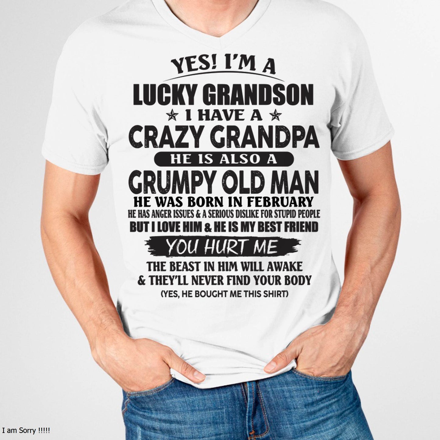FEBRUARY - LUCKY GRANDSON OF CRAZY GRANDPA -  PERFECT GIFT FROM GRANDPA - NINA02 (SKU12-145-02)