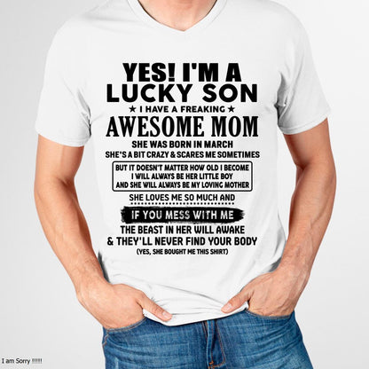 March - I am Lucky Son - Gift For Son From Mom - NINA03 - (SKU-T1206LMS-03)