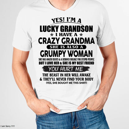 LUCKY GRANDSON OF CRAZY GRANDMA -  PERFECT GIFT FROM GRANDMA - NINA00 (SKU12-113-00)