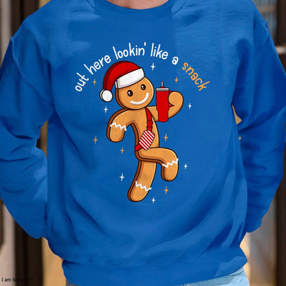 Out Here Looking Like A Snack Funny BouJee Xmas Gingerbread T-Shirt - Christmas Unisex T-Shirt/Hoodie/Sweatshirt - NINA00