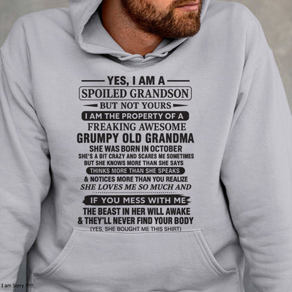 Yes I’m A Stubborn Grandson T-Shirt – Birthday Gift From October Grandma / Woman - NINA10 (SKU10-171-10)