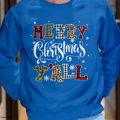 Merry Christmas Ya'll Leopard Buffalo Plaid Pajama Family T-Shirt - Christmas Unisex T-Shirt/Hoodie/Sweatshirt - NINA00