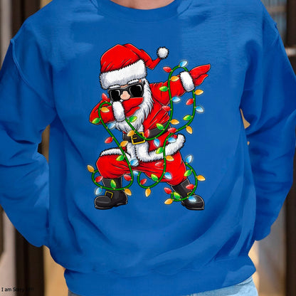 Dabbing Santa Xmas Lights Girls Boys Kids Christmas Gifts T-Shirt - Christmas Unisex T-Shirt/Hoodie/Sweatshirt - NINA00