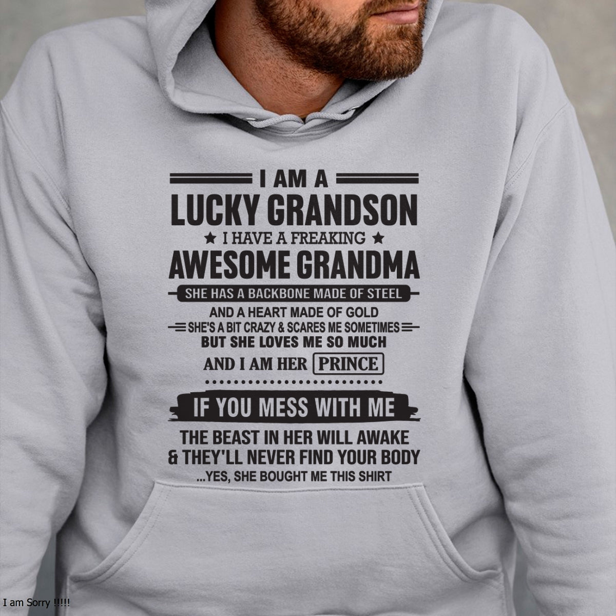 I Am A Lucky Grandson T-Shirt – Birthday Gift From Grandma / Woman - NINA00 (SKU11-29-00)