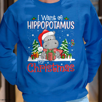 I Want A Hippopotamus For Christmas Xmas Hippo for Kid Women T-Shirt - Christmas Unisex T-Shirt/Hoodie/Sweatshirt - NINA00
