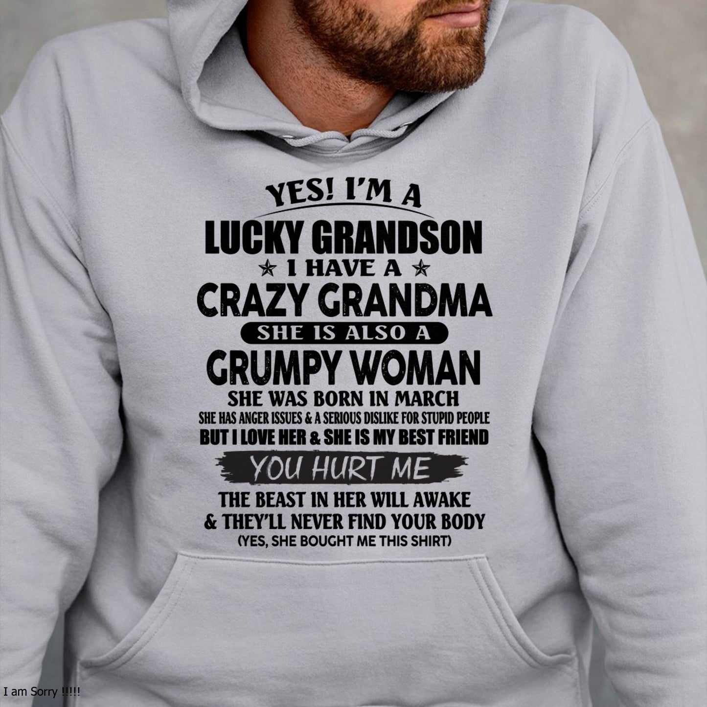 MARCH - LUCKY GRANDSON OF CRAZY GRANDMA -  PERFECT GIFT FROM GRANDMA - NINA03 (SKU12-113-03)