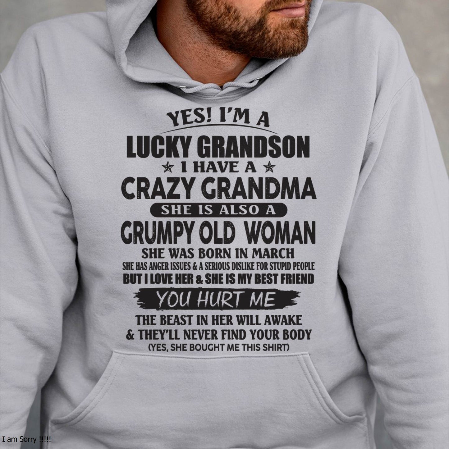 MARCH - LUCKY GRANDSON OF CRAZY GRANDMA -  FROM GRANDMA - NINA03 (SKU10-173-03)