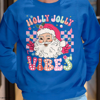 Groovy Cute Santa Claus Christmas Vibes Xmas Girls Womens T-Shirt - Christmas Unisex T-Shirt/Hoodie/Sweatshirt - NINA00