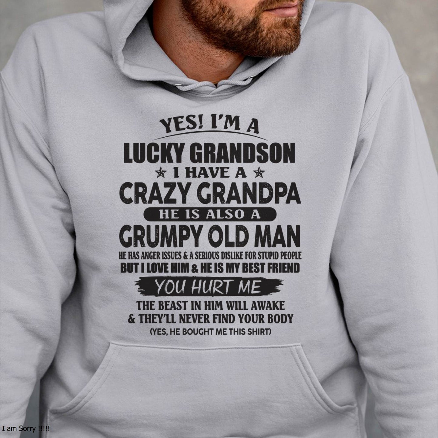 LUCKY GRANDSON OF CRAZY GRANDPA -  PERFECT GIFT FROM GRANDPA - NINA00 (SKU12-145-00)