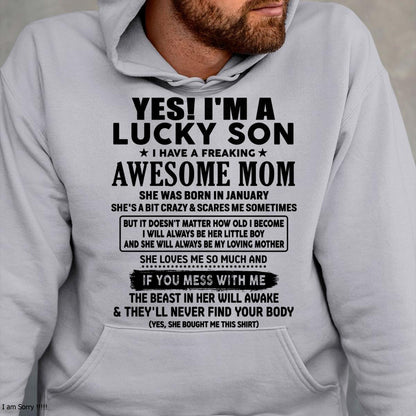 January - I am Lucky Son - Gift For Son From Mom - NINA01 - (SKU-T1206LMS-01)