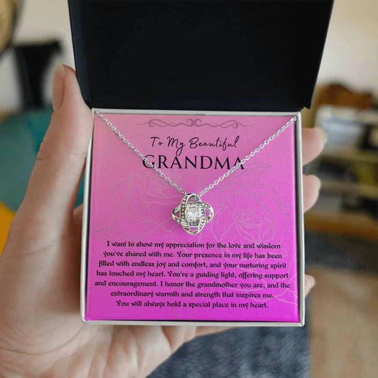 TO MY GRANDMA FROM GRANDCHILD - Premium Love Knot Necklace