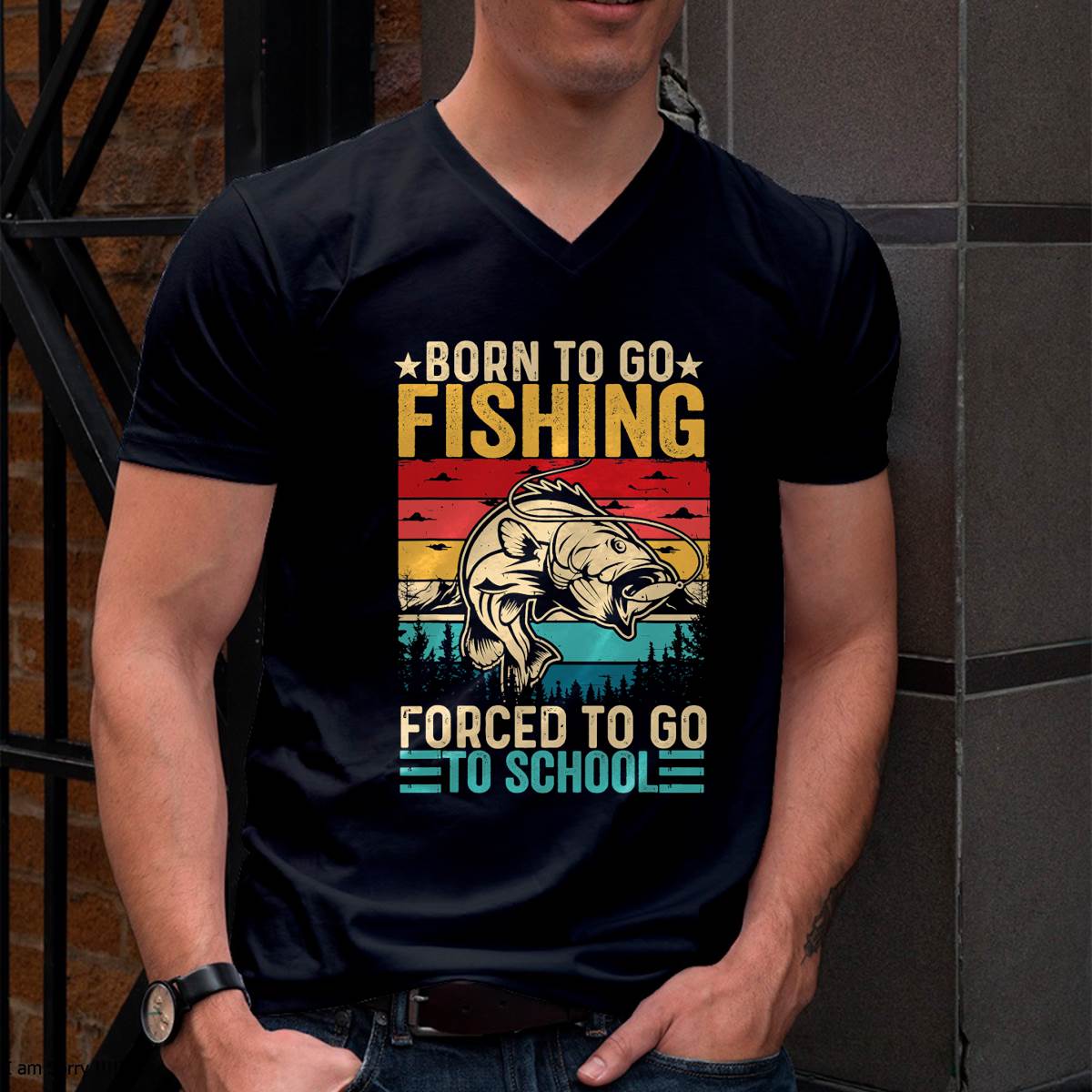 Born To Go Fishing Forced School Funny T-Shirt