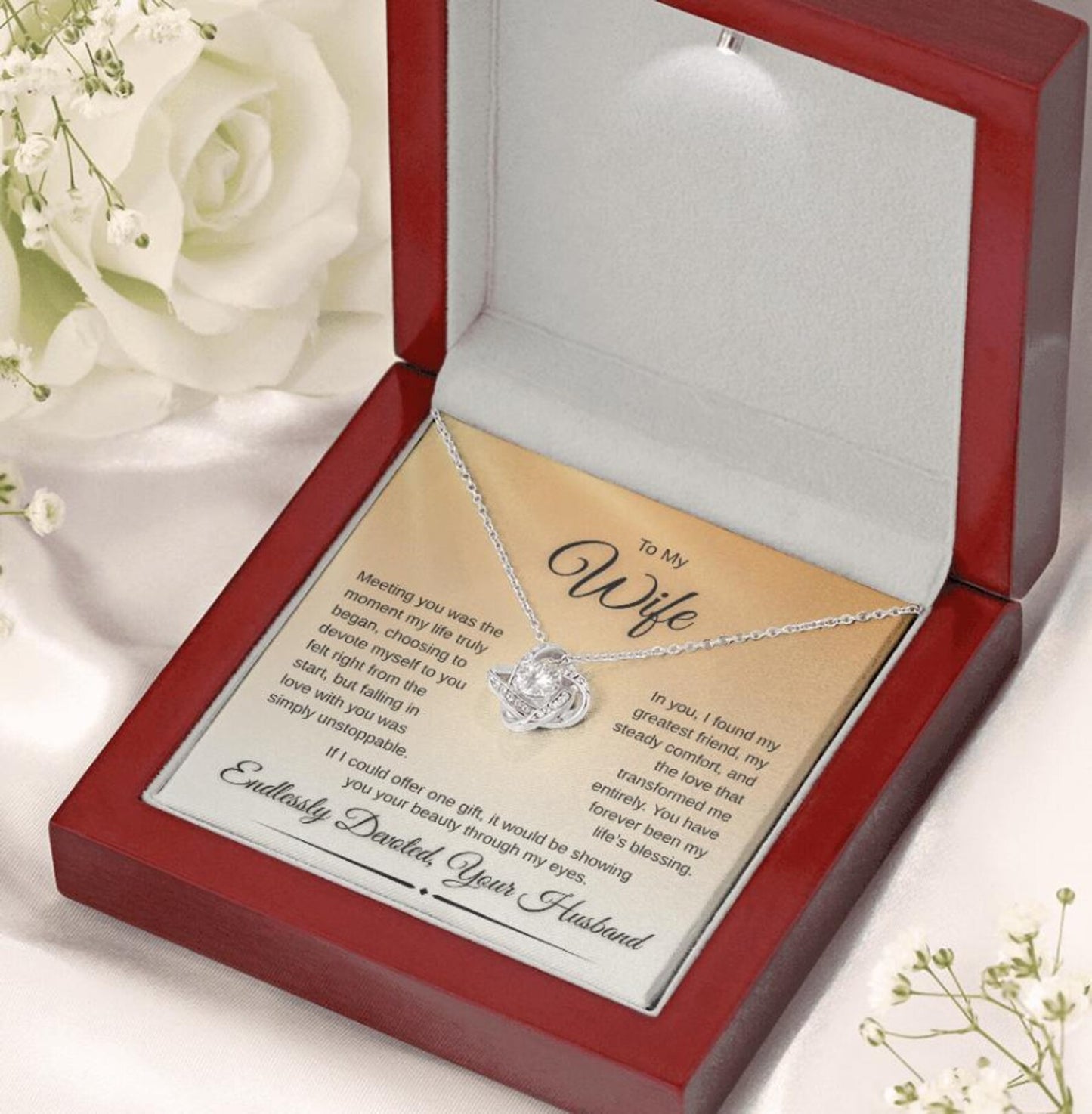 TO MY WIFE FROM HUSBAND - Premium Love Knot Necklace