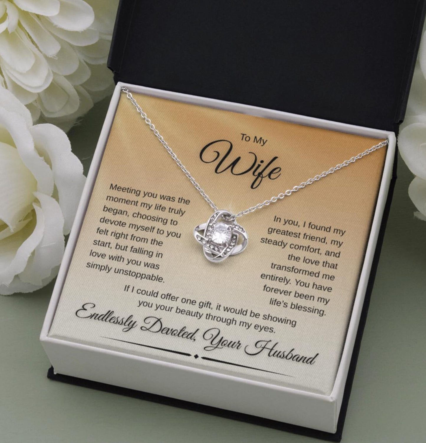 TO MY WIFE FROM HUSBAND - Premium Love Knot Necklace