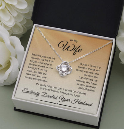 TO MY WIFE FROM HUSBAND - Premium Love Knot Necklace