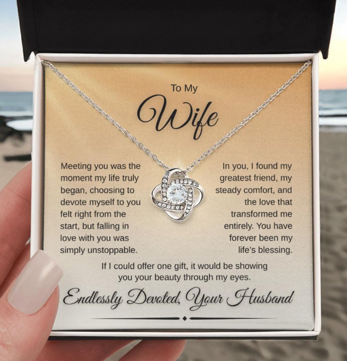 TO MY WIFE FROM HUSBAND - Premium Love Knot Necklace