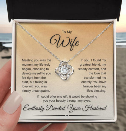 TO MY WIFE FROM HUSBAND - Premium Love Knot Necklace
