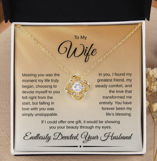 TO MY WIFE FROM HUSBAND - Premium Love Knot Necklace