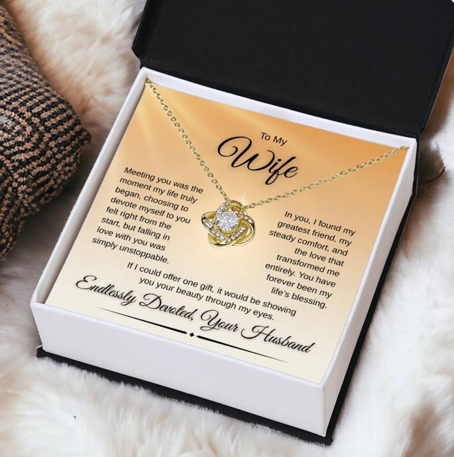 TO MY WIFE FROM HUSBAND - Premium Love Knot Necklace