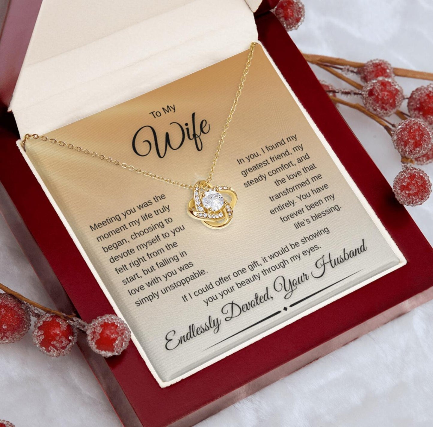 TO MY WIFE FROM HUSBAND - Premium Love Knot Necklace