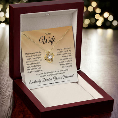 TO MY WIFE FROM HUSBAND - Premium Love Knot Necklace