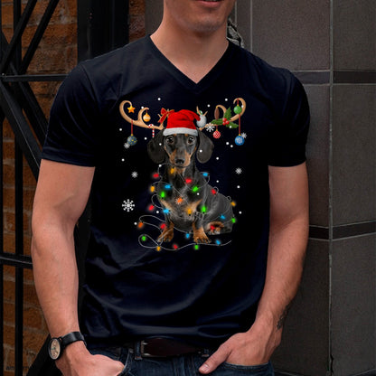 Funny Dachshund Christmas Reindeer Christmas Lights Pajama T-Shirt - Christmas Unisex T-Shirt/Hoodie/Sweatshirt - NINA00