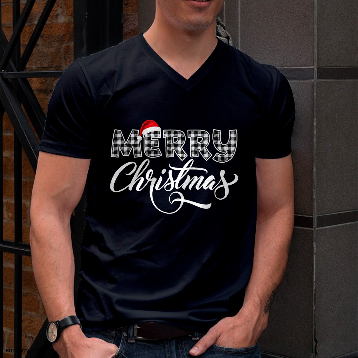 Merry Christmas Buffalo Black and White Plaid for Men Women T-Shirt - Christmas Unisex T-Shirt/Hoodie/Sweatshirt - NINA00