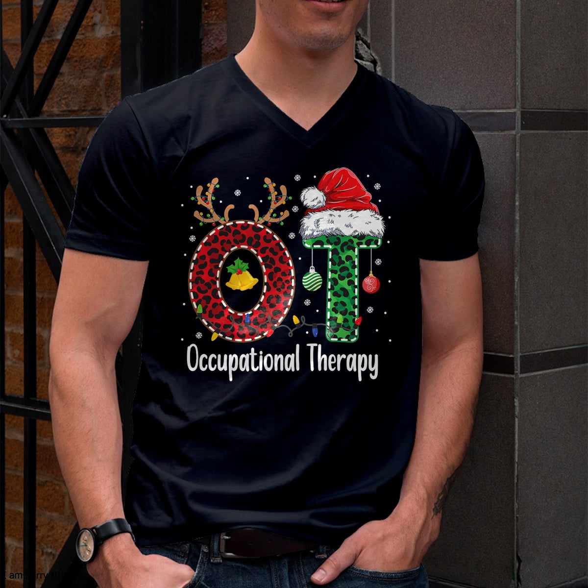 Christmas Shirts for Family, Funny christmas shirts, Christmas Unisex T-Shirt/Hoodie/Sweatshirt HLT00 - Occupational Therapy Christmas santa hat OT Therapist T-Shirt