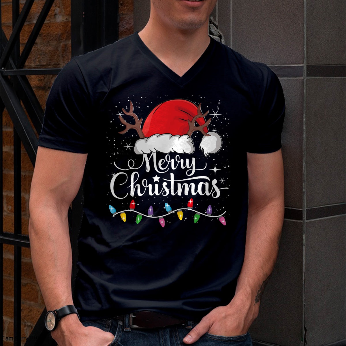 Merry Christmas Red Santa Hat Reindeer Xmas Family Men Women T-Shirt - Christmas Unisex T-Shirt/Hoodie/Sweatshirt - NINA00