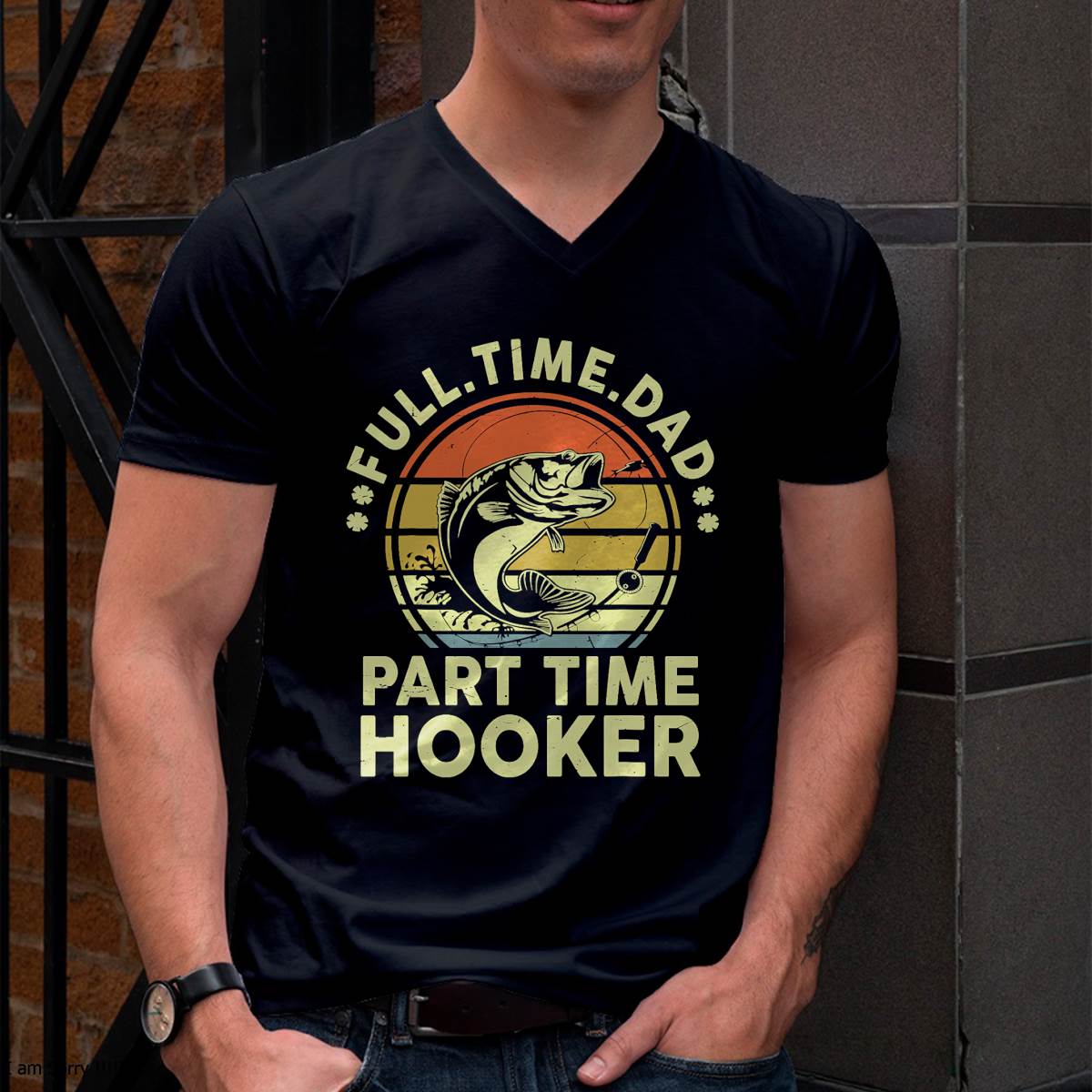 Fishing Gift Part Time Hooker Bass Fish Funny T-Shirt
