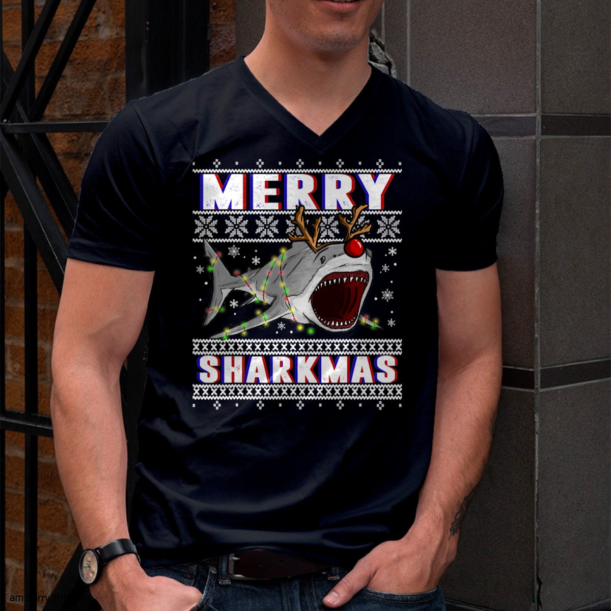 Funny Sharkmas Shark Ugly Christmas Sweaters T-Shirt - Christmas Unisex T-Shirt/Hoodie/Sweatshirt - NINA00