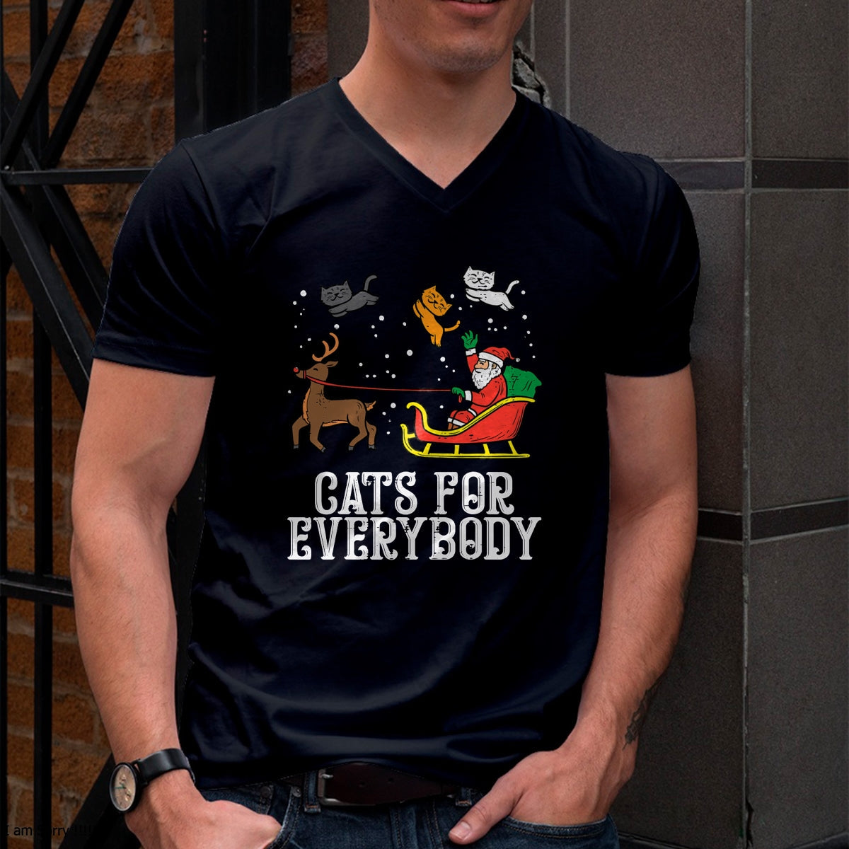 Cats For Everybody Christmas Cat Funny Xmas Women Santa T-Shirt - Christmas Unisex T-Shirt/Hoodie/Sweatshirt - NINA00
