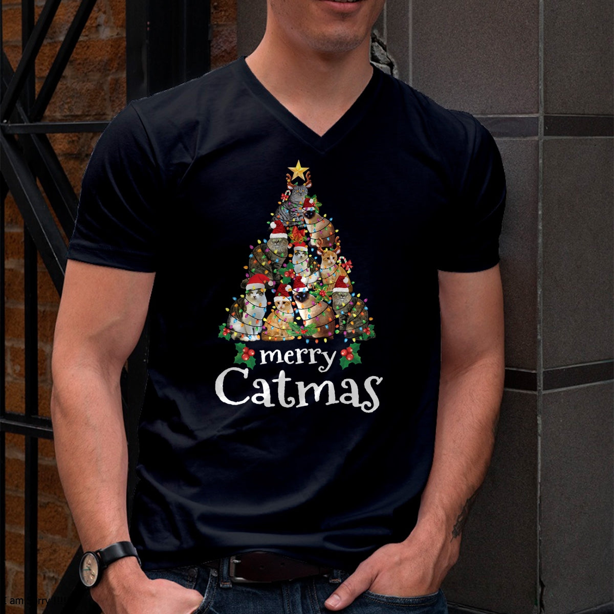 Merry Catmas Funny Cat Mom Cat Dad Christmas Cat T-Shirt - Christmas Unisex T-Shirt/Hoodie/Sweatshirt - NINA00