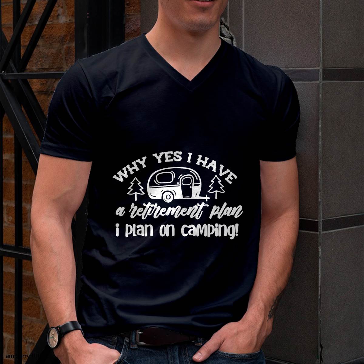 I Plan On Camping Retirement Plan Saying Caravan Camper Gift T-Shirt