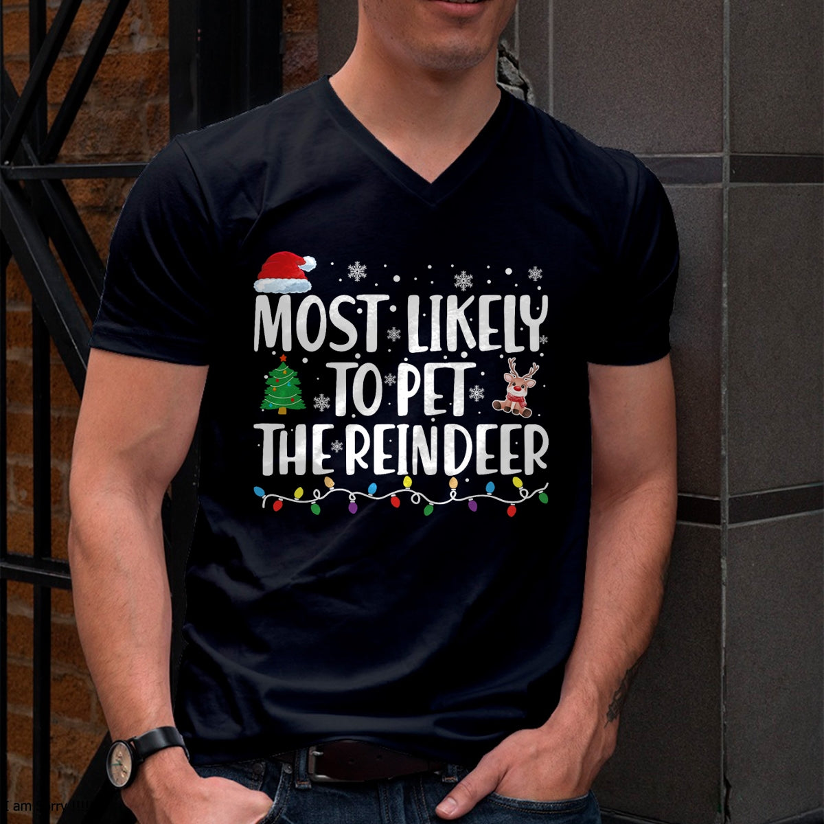 Christmas Shirts for Family, Funny christmas shirts, Christmas Unisex T-Shirt/Hoodie/Sweatshirt HLT00 - Most Likely To Pet The Reindeer Family Matching Christmas T-Shirt