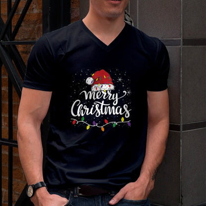 Merry Christmas Lights Red Santa Hat Xmas Family Men Women Pullover - Christmas Unisex T-Shirt/Hoodie/Sweatshirt - NINA00
