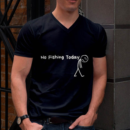 Sad Stick Figure Fishing Lover No Fishing Today T-Shirt