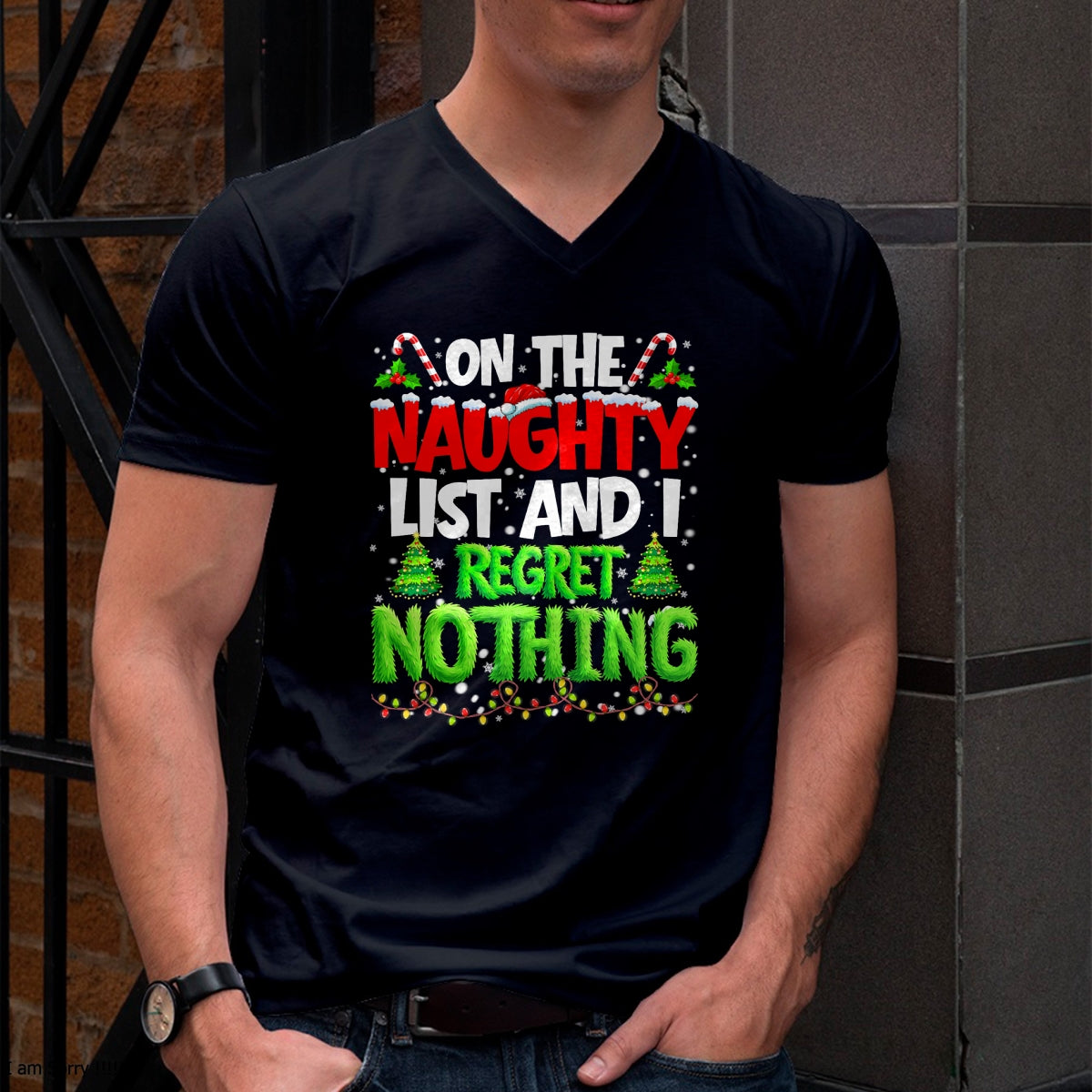 On The Naughty List and Regret Nothing Pjs Christmas Xmas Ki T-Shirt - Christmas Unisex T-Shirt/Hoodie/Sweatshirt - NINA00