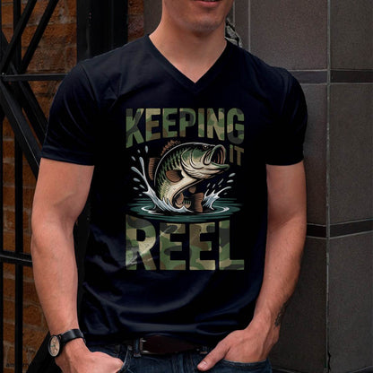 Fishing Camo Bass Fish Keeping Reel Jokes T-Shirt