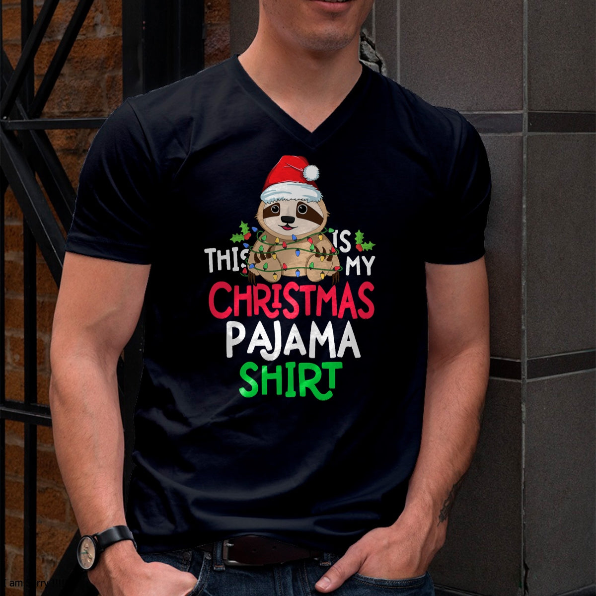 Christmas Shirts for Family, Funny christmas shirts, Christmas Unisex T-Shirt/Hoodie/Sweatshirt HLT00 - Sloth Tree Lights Funny This Is My Christmas Pyjama Shirt T-Shirt