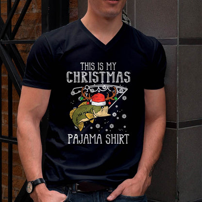 This is My Christmas Pajama Shirt Fishing Xmas T-Shirt