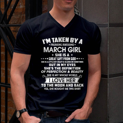 MARCH – I'M TAKEN BY A FREAKING AWESOME DECEMBER GIRL SHE IS A GREAT GIFT FROM GOD – FROM WIFE – NINA03 (SKU2603-259-03)