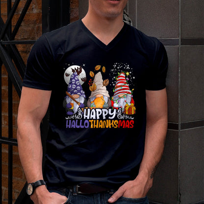 HalloThanksMas Gnomes Halloween Thanksgiving Christmas Happy T-Shirt - Christmas Unisex T-Shirt/Hoodie/Sweatshirt - NINA00