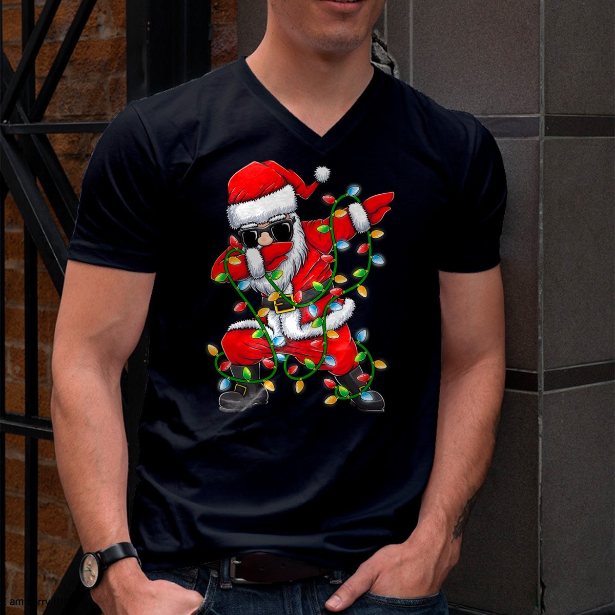 Dabbing Santa Xmas Lights Girls Boys Kids Christmas Gifts T-Shirt - Christmas Unisex T-Shirt/Hoodie/Sweatshirt - NINA00