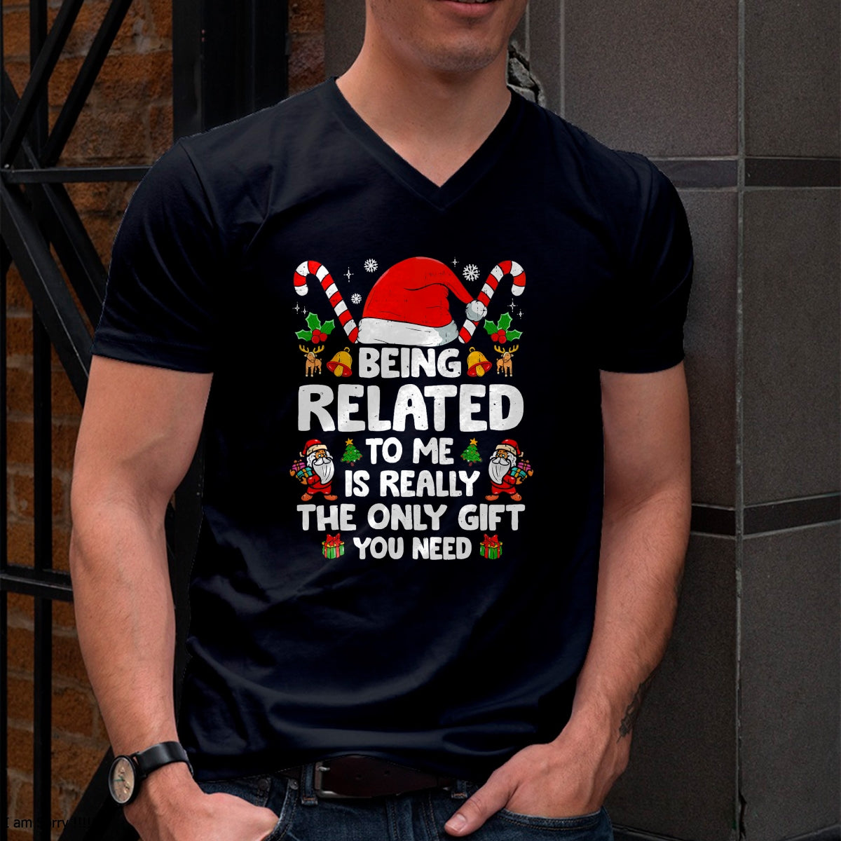 Being Related To Me Funny Christmas Family Xmas Pajamas T-Shirt - Christmas Unisex T-Shirt/Hoodie/Sweatshirt - NINA00