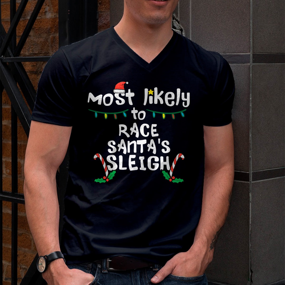 Most Likely Race Santa Sleigh Christmas Xmas Family Boys Men T-Shirt - Christmas Unisex T-Shirt/Hoodie/Sweatshirt - NINA00
